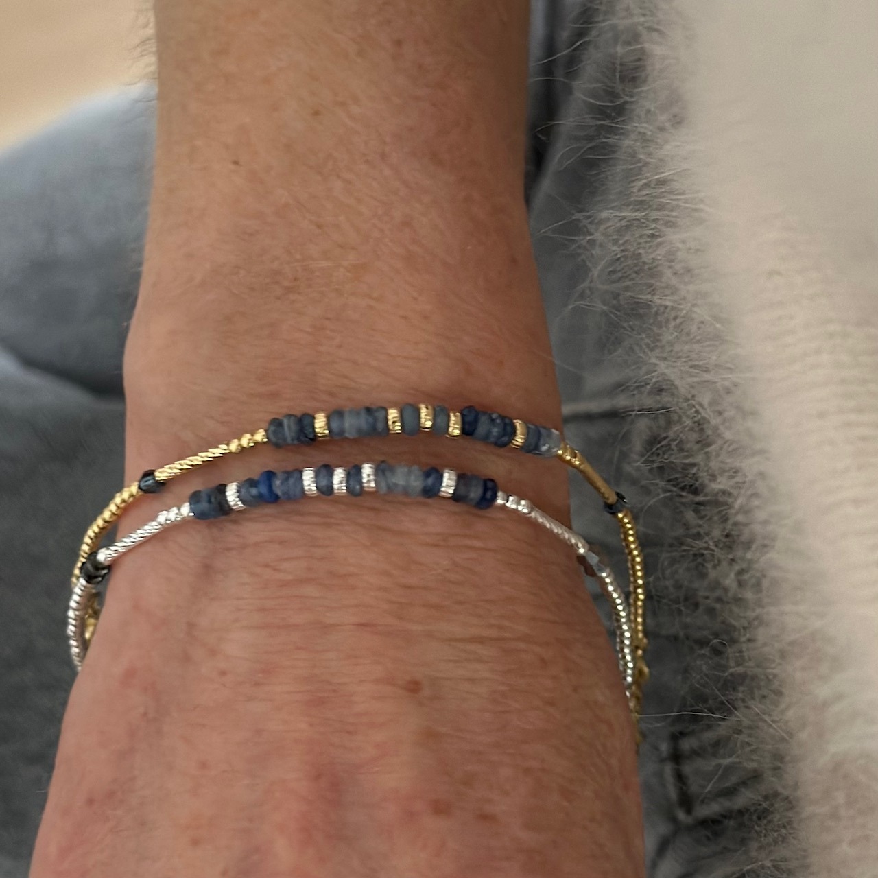 Bracelet en cyanite ( kyanite) et Argent 925 - Azur silencieux – Image 6
