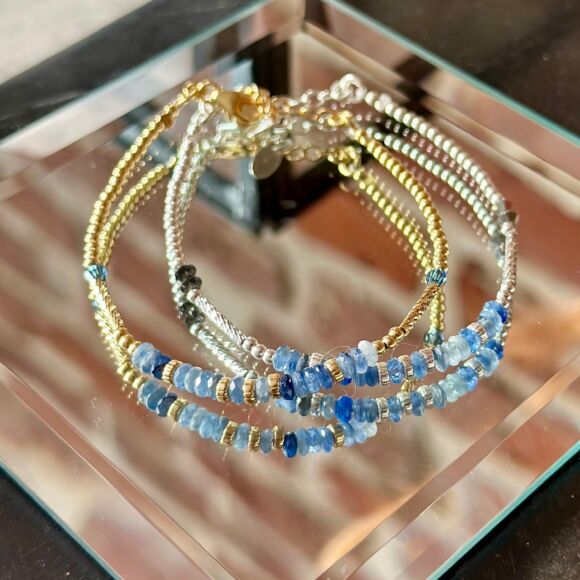 Bracelet en cyanite ( kyanite) et Argent 925 - Azur silencieux