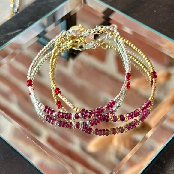 Bracelet Grenat secret en Argent 925 ou Argent doré