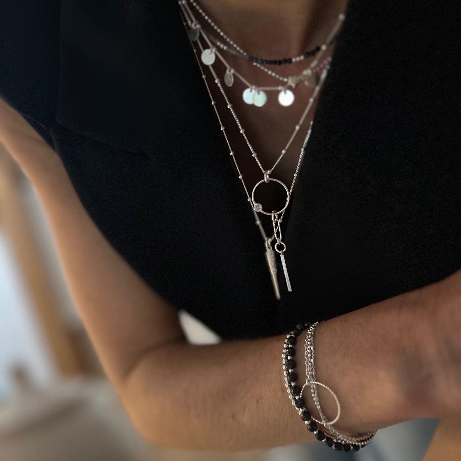 Collier ras du cou multi médailles en Argent 925-Mea – Image 6