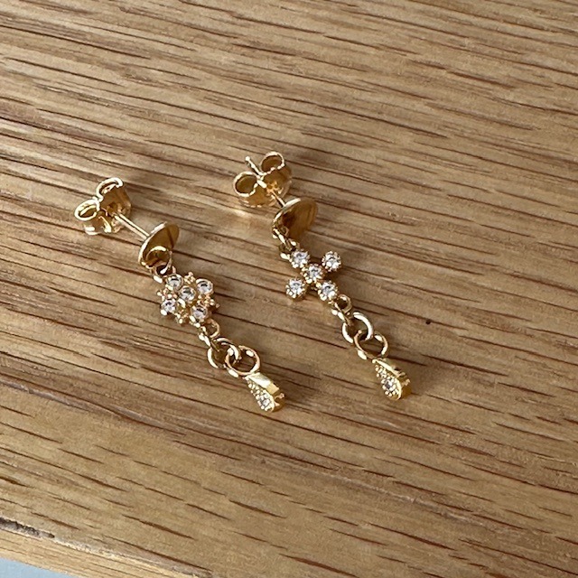 Boucles d'oreilles en plaqué-or et Argent doré- Elise – Image 3