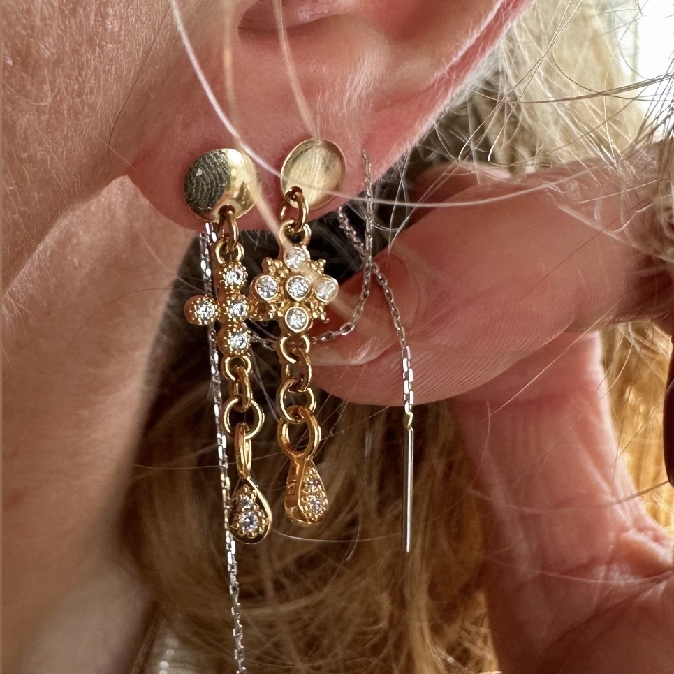 Boucles d'oreilles en plaqué-or et Argent doré- Elise – Image 7