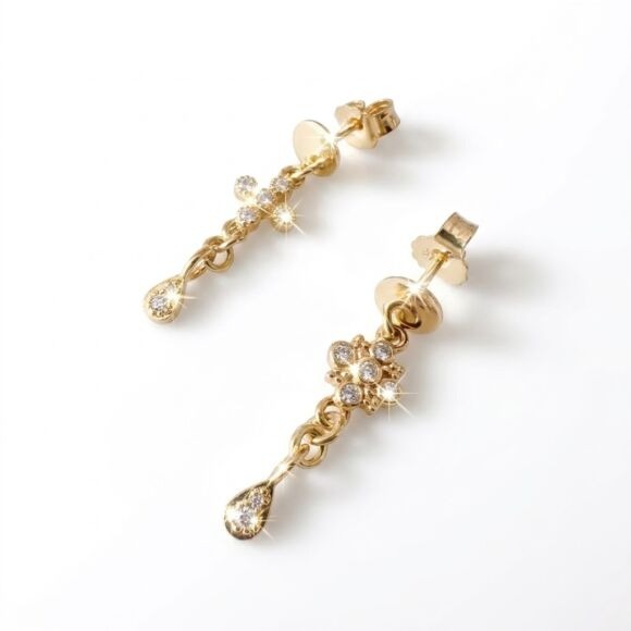 Boucles d'oreilles en plaqué-or et Argent doré- Elise