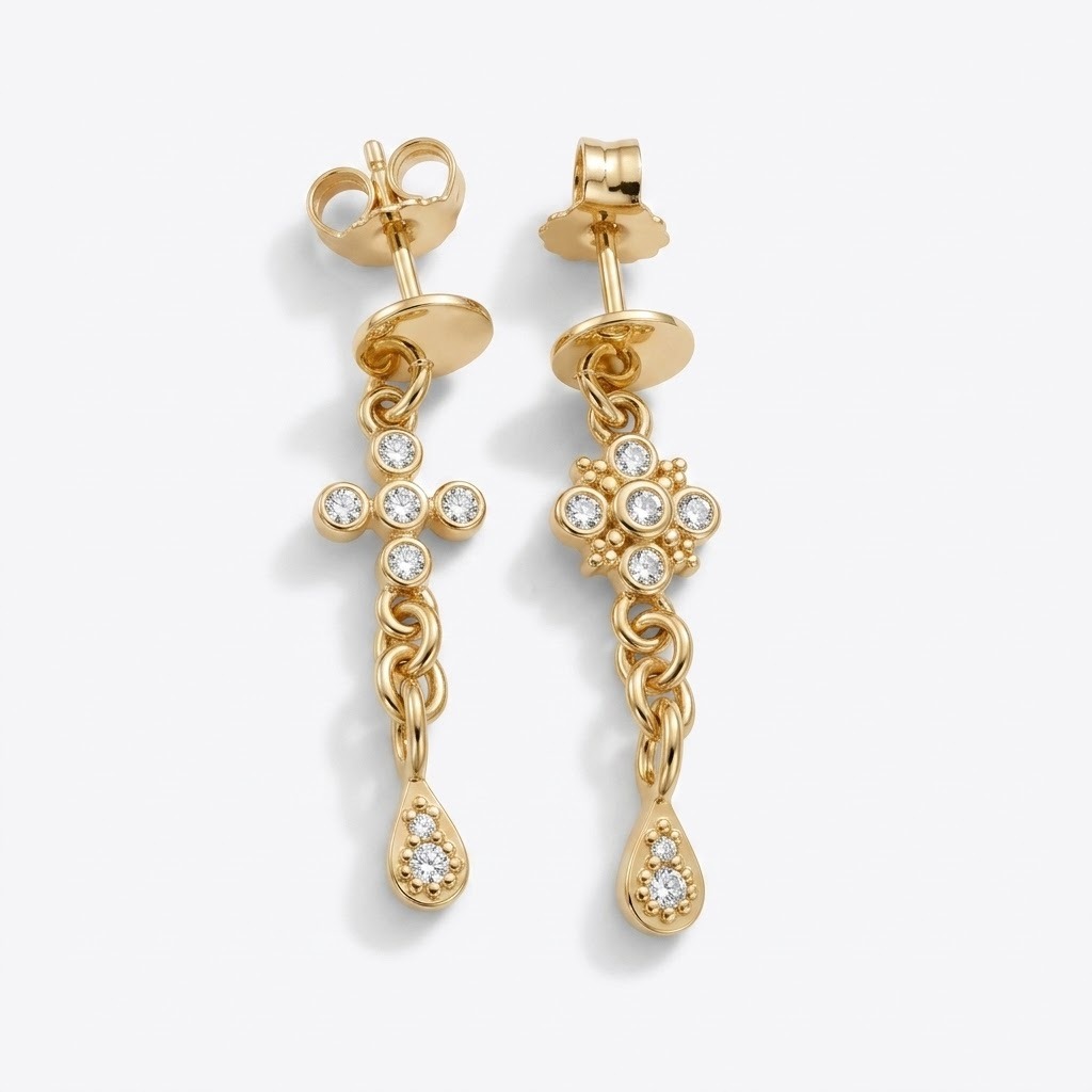 Boucles d'oreilles en plaqué-or et Argent doré- Elise – Image 4