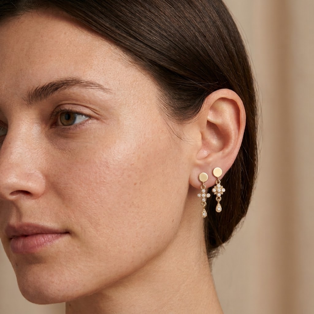 Boucles d'oreilles en plaqué-or et Argent doré- Elise – Image 3